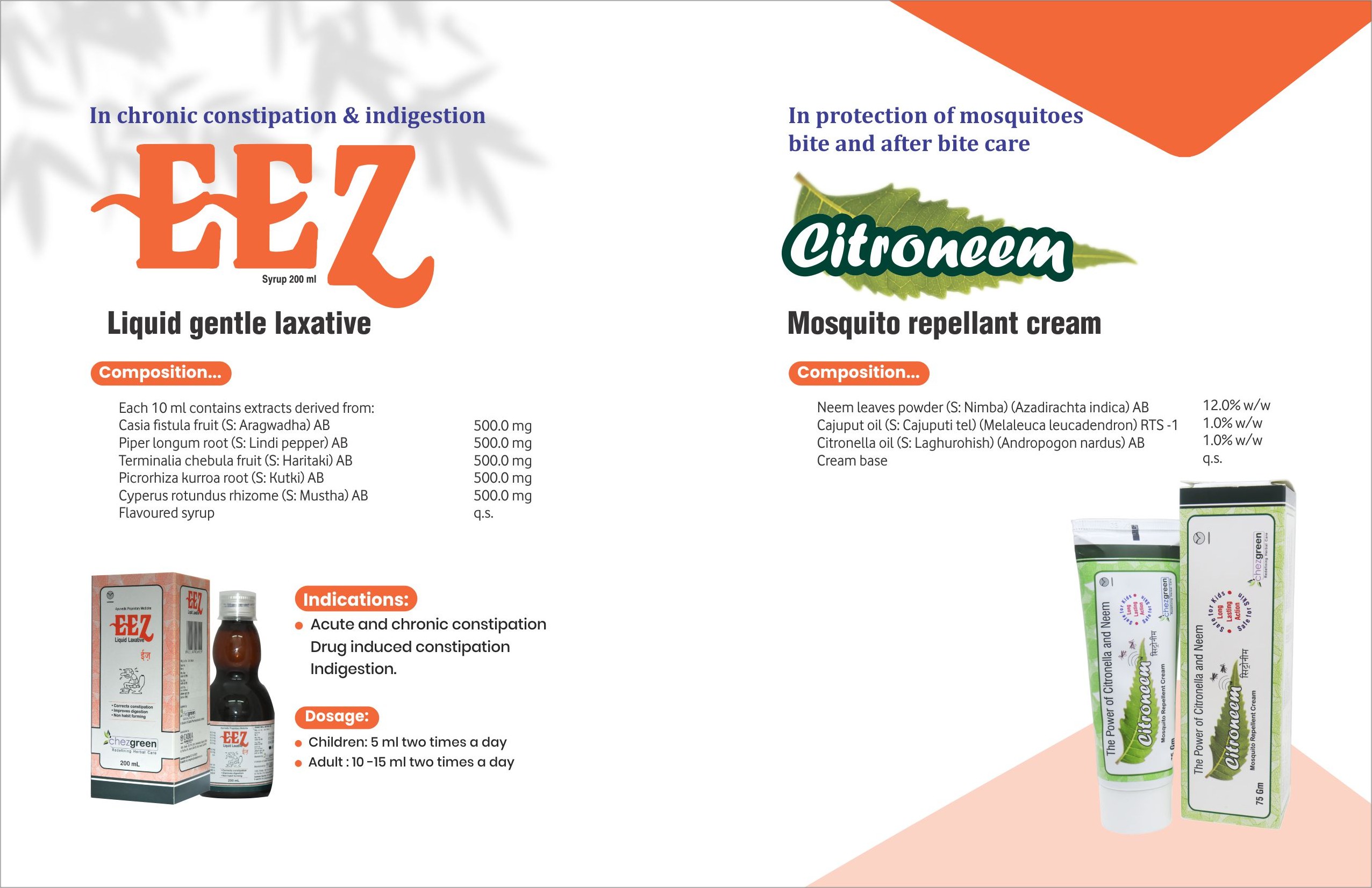 EEZ + Citromeen catalog sheet